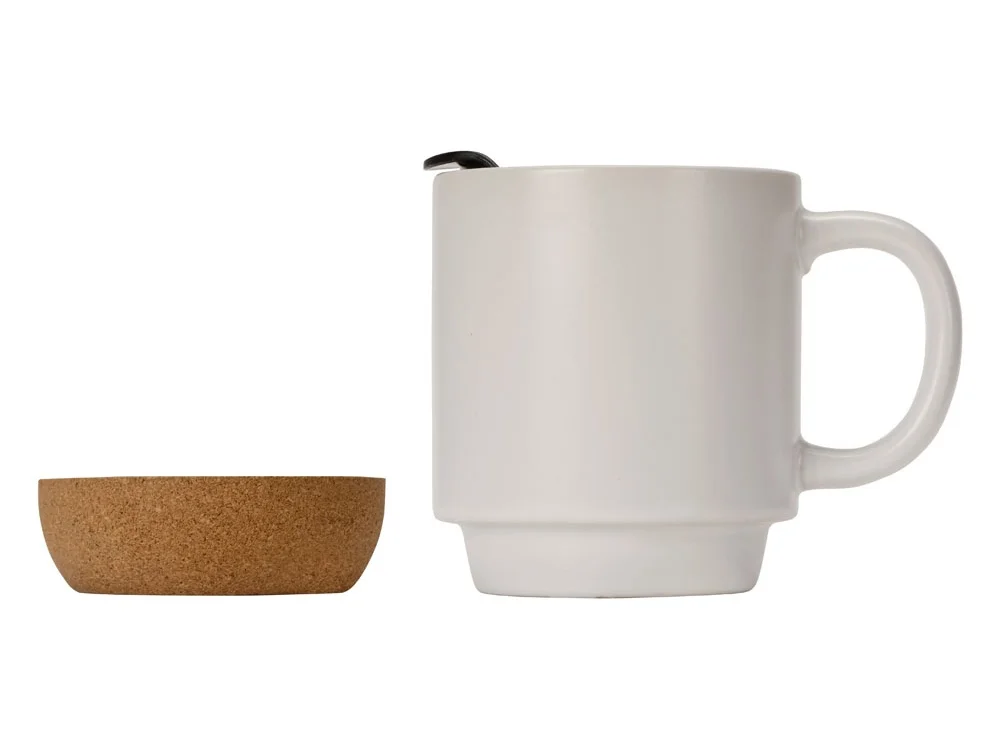 Кружка с пробковым дном и крышкой Denpasar белый матовый 400 мл - фото 6