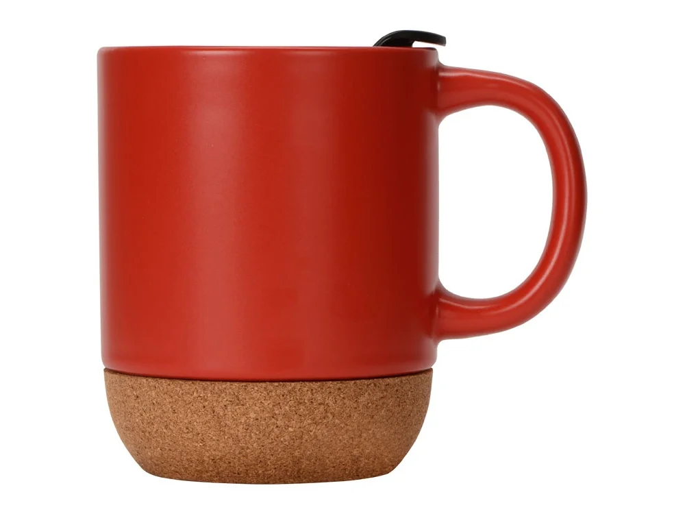 Кружка с пробковым дном и крышкой Denpasar красный матовый 400 мл - фото 5