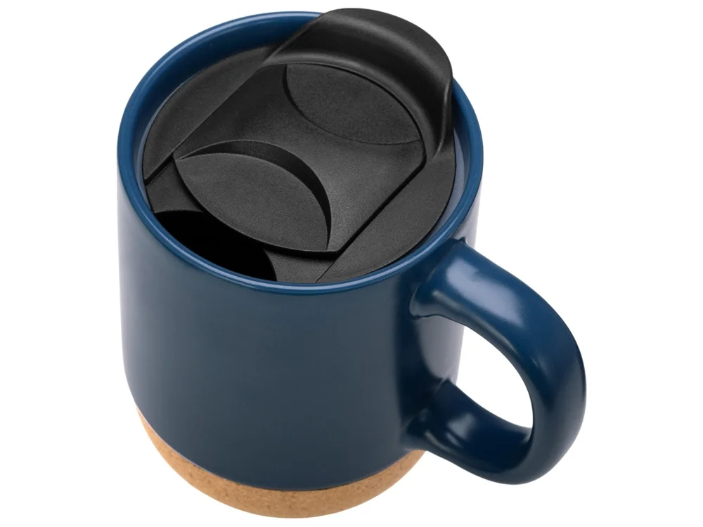 Кружка с пробковым дном и крышкой Denpasar бензиновый синий 400 мл - фото 2
