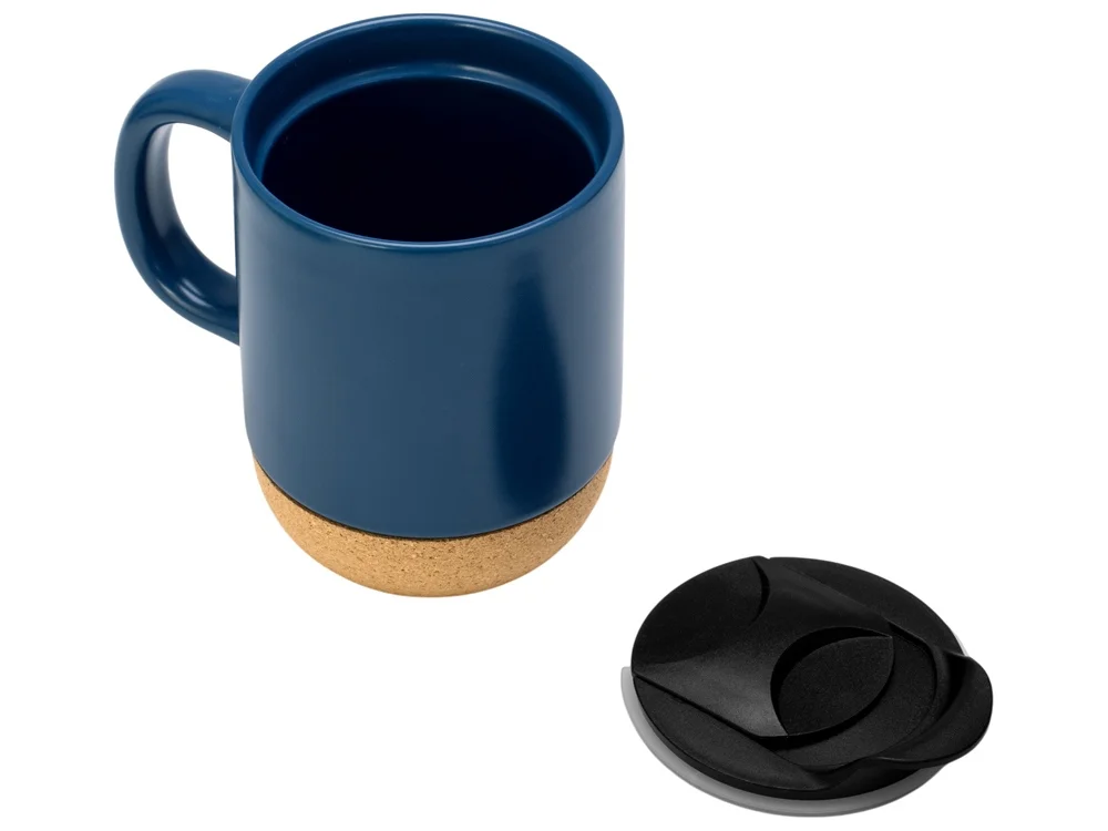 Кружка с пробковым дном и крышкой Denpasar бензиновый синий 400 мл - фото 5