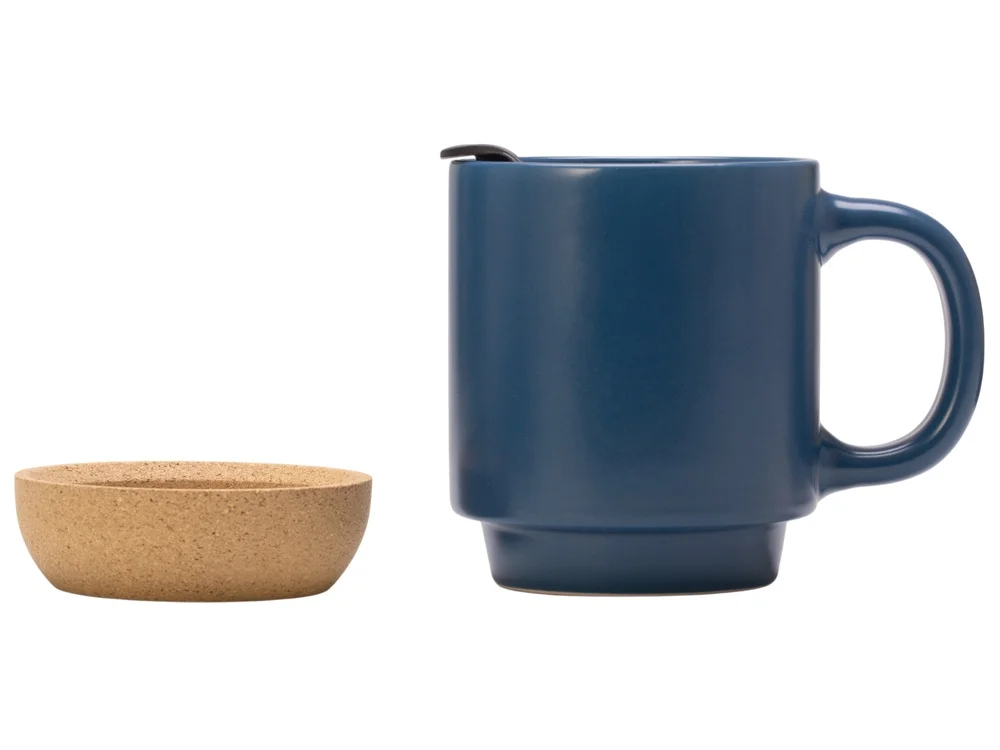 Кружка с пробковым дном и крышкой Denpasar бензиновый синий 400 мл - фото 7