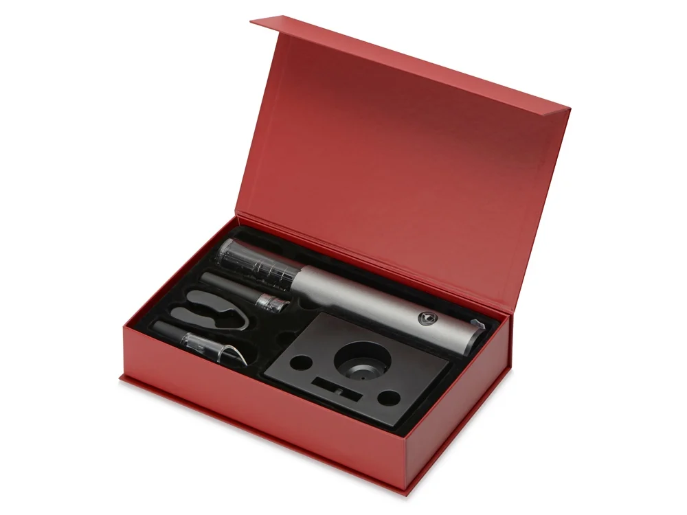 Набор аксессуаров для вина с электрическим штопором и док-станцией Palermo темно-серебристый черный прозрачный - фото 12