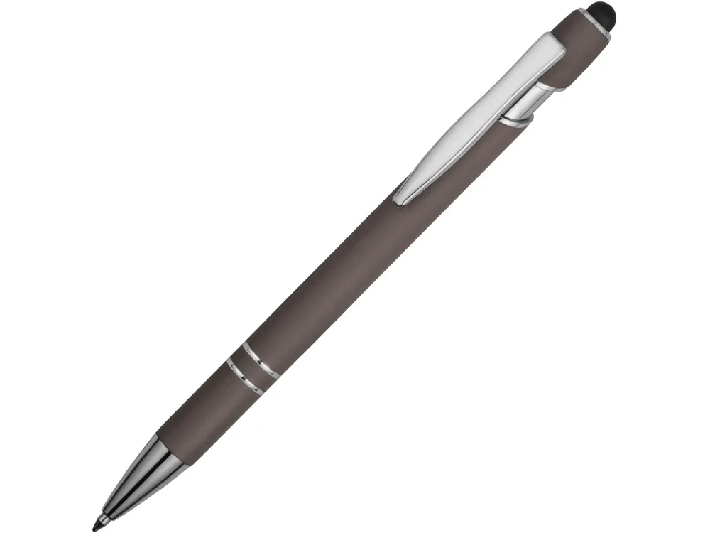 Ручка-стилус металлическая шариковая Sway soft-touch серый/серебристый - фото 1