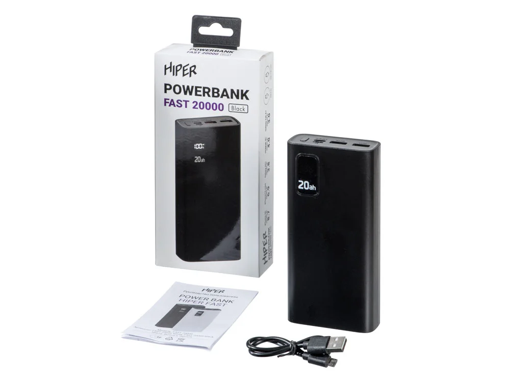 Портативный внешний аккумулятор FAST 20000 mAh черный - фото 8