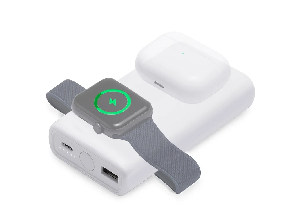 Внешний беспроводной аккумулятор 2-в-1 с функцией зарядки Apple Watch QC/PD AtomIQ - фото 1