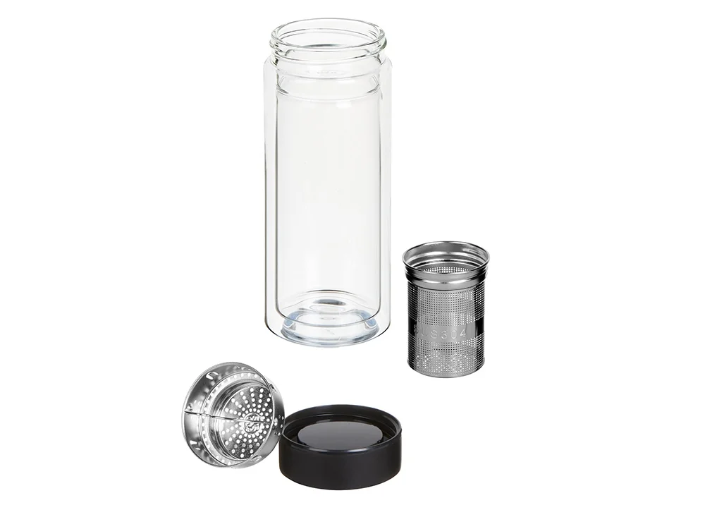 Стеклянная термобутылка Glassir 500мл черный/прозрачный - фото 2