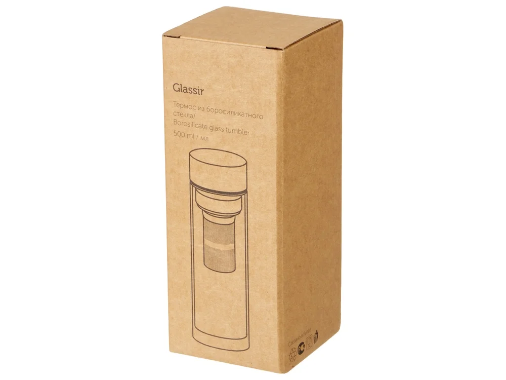 Стеклянная термобутылка Glassir 500мл черный/прозрачный - фото 8