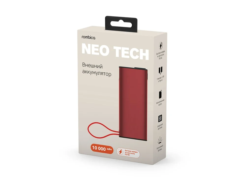 Внешний аккумулятор NEO Tech 10000 mAh красный - фото 4