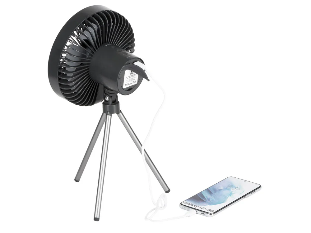 Портативный вентилятор с фонарем Jon темно-серый - фото 3