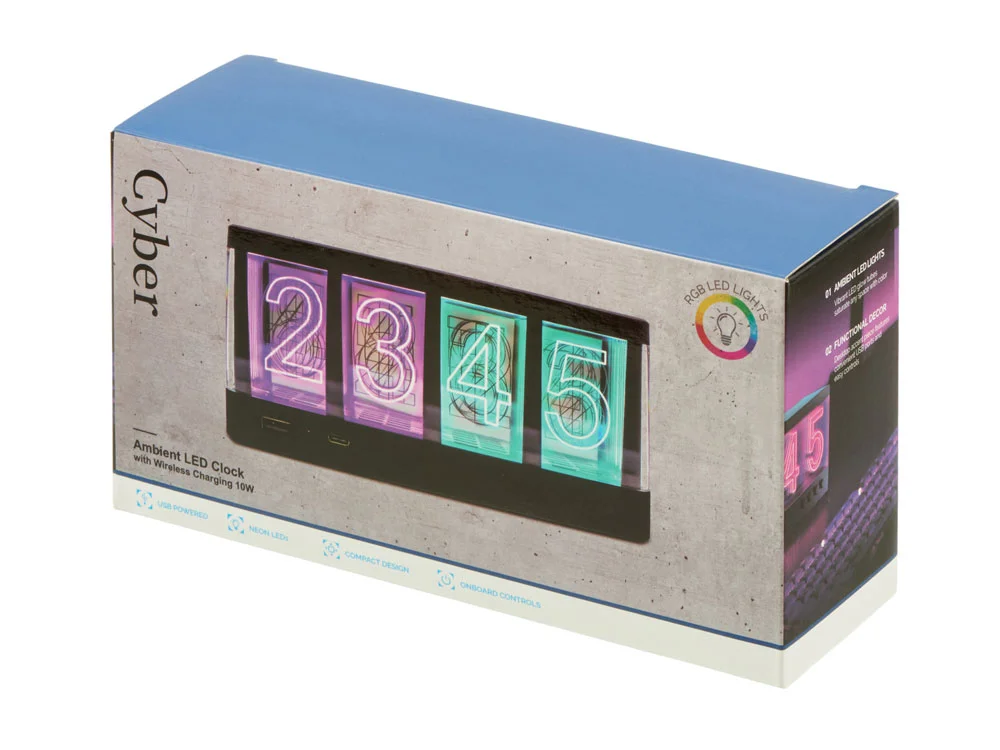 Часы с LED-подсветкой и беспроводной зарядкой Cyber 10 Вт черный - фото 13
