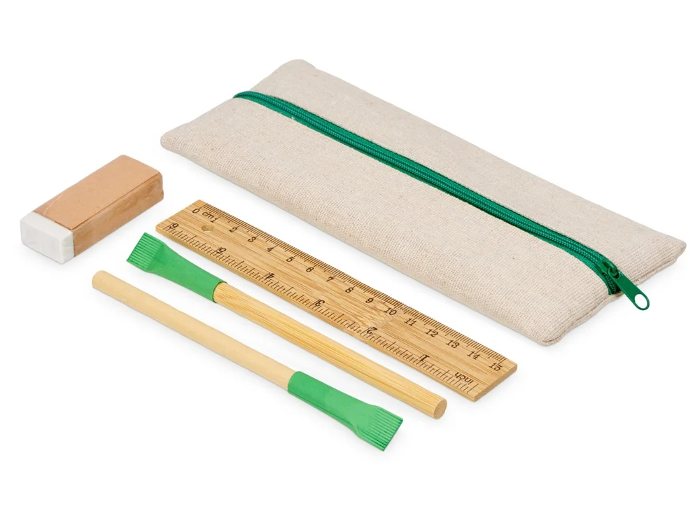 Канцелярский набор Bilbao бежевый/зеленый