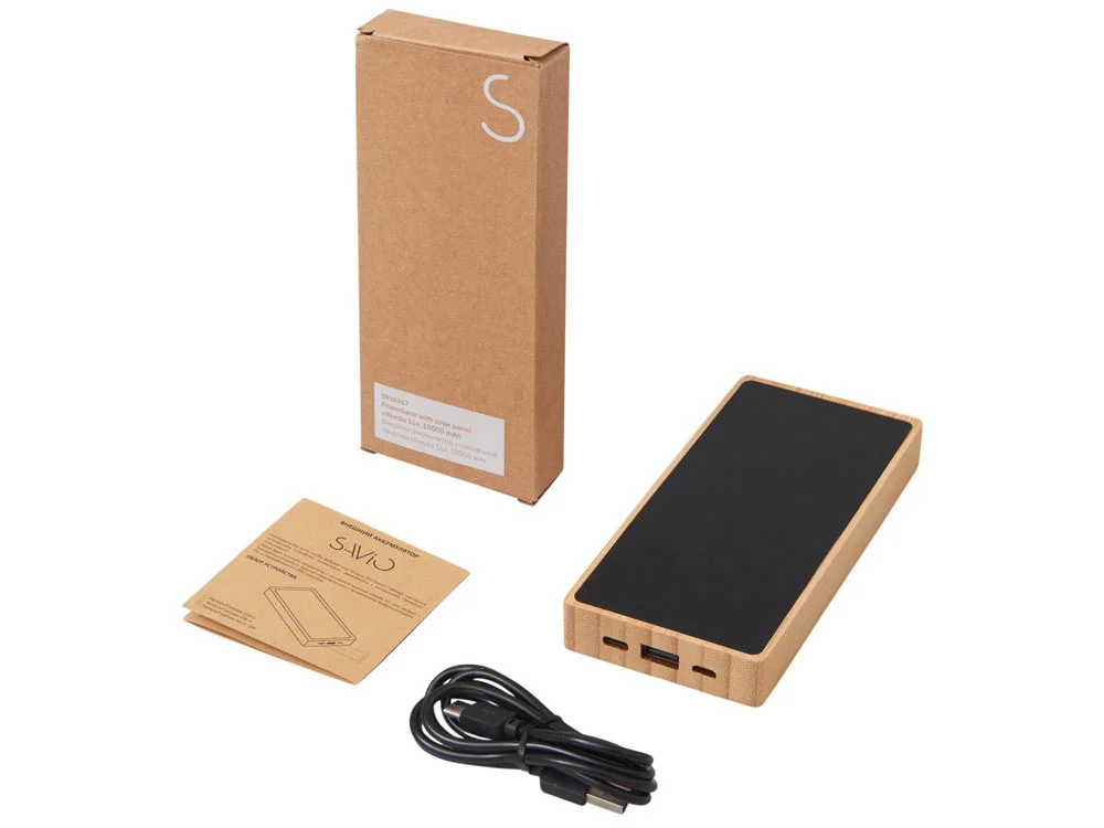 Внешний аккумулятор с подсветкой лого и солнечной панелью Reedia S1 10000 mAh черный/натуральный - фото 8