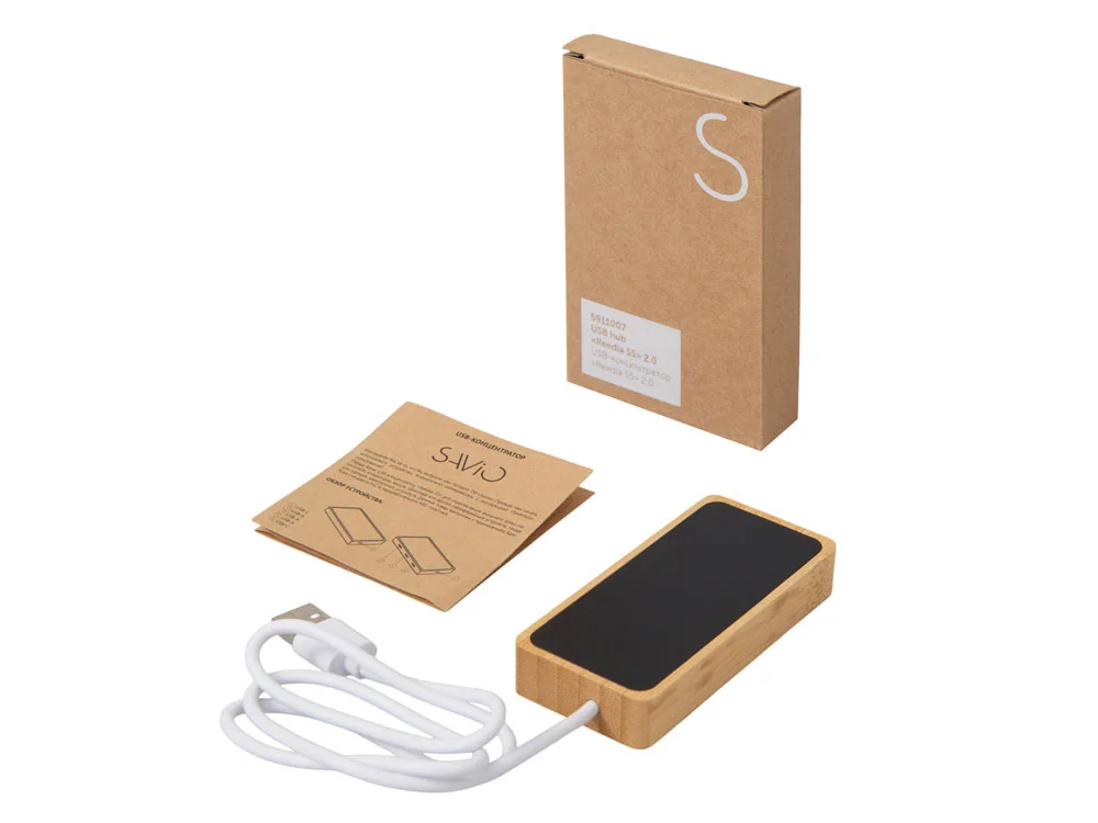 USB хаб с подсветкой лого Reedia S5 3USB 1Type C черный/натуральный - фото 10