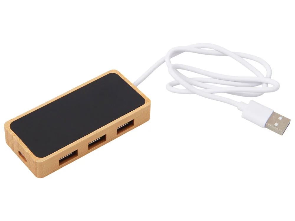 USB хаб с подсветкой лого Reedia S5 3USB 1Type C черный/натуральный - фото 3