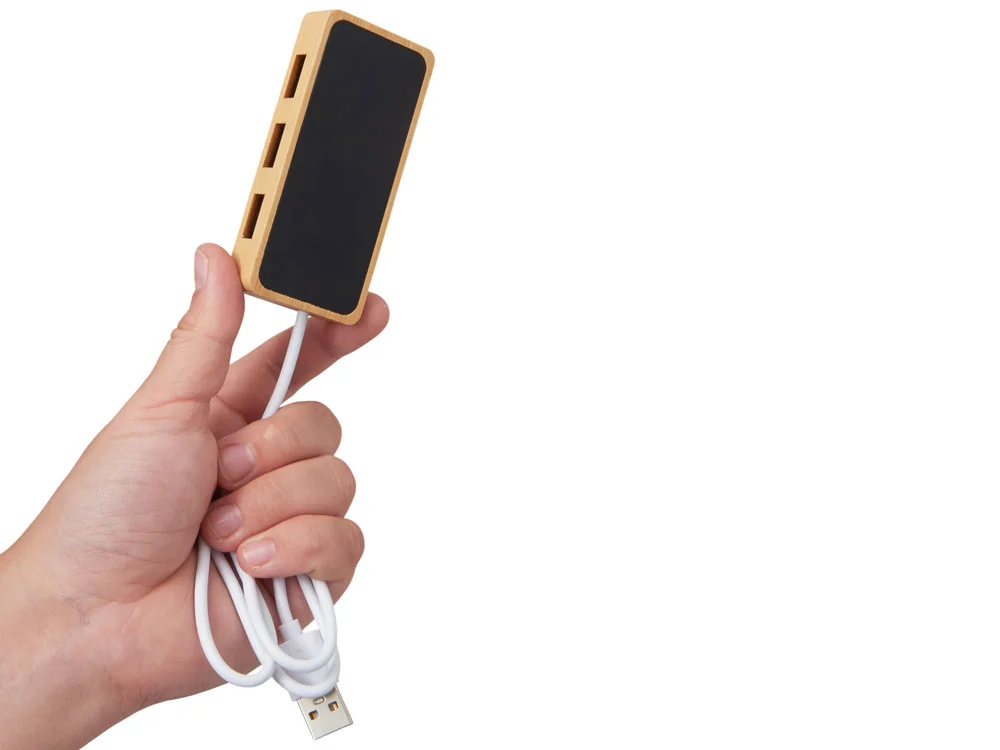 USB хаб с подсветкой лого Reedia S5 3USB 1Type C черный/натуральный - фото 9