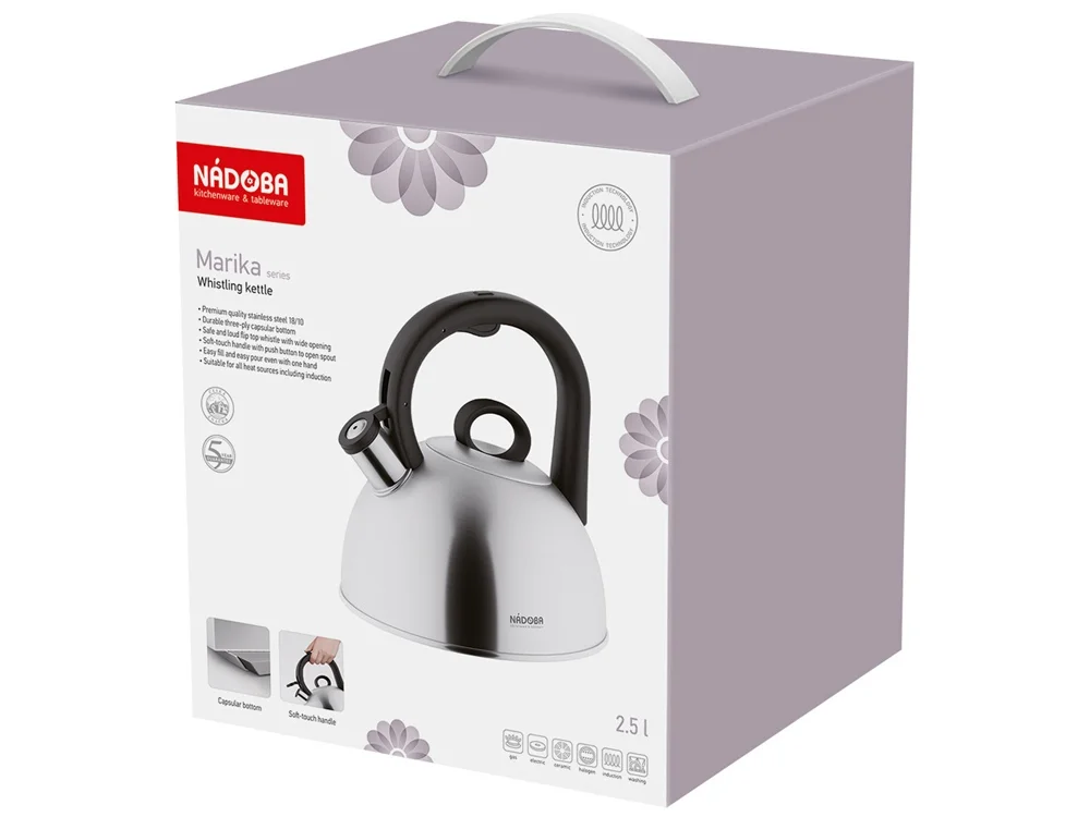Чайник со свистком MARIKA 2,5 л стальной черный 2500 мл - фото 6