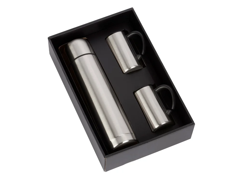 Набор Коретто: термос и 2 термокружки v.2 серебристый 1000 мл 2 х 300 - фото 3