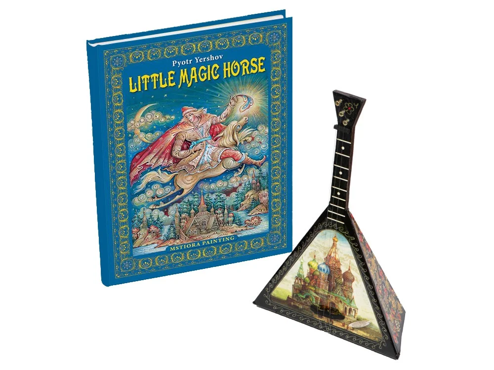 Подарочный набор Музыкальная Россия: балалайка книга Конек- горбунок синий коричневый - фото 2