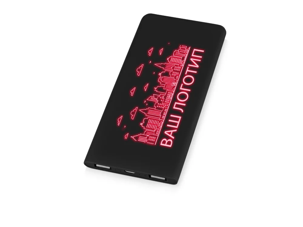 Внешний аккумулятор с подсветкой логотипа Faros soft-touch 4000 mAh черный
