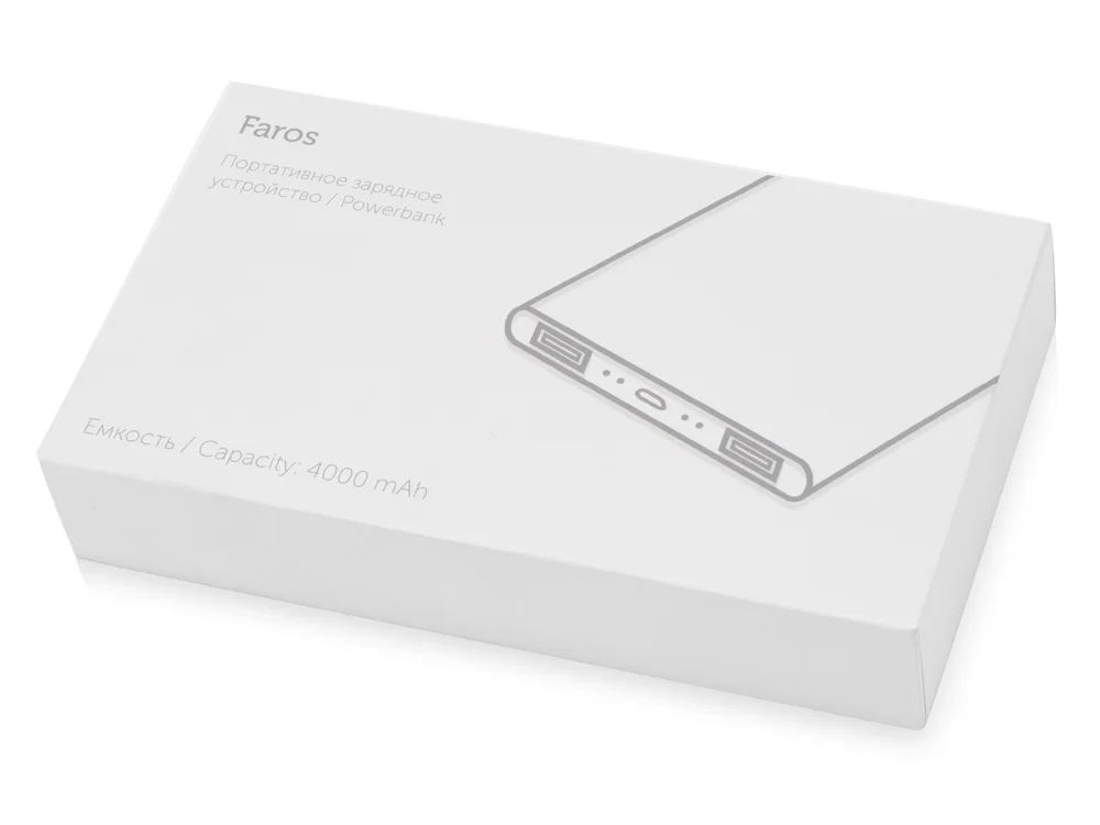 Внешний аккумулятор с подсветкой логотипа Faros soft-touch 4000 mAh черный - фото 8