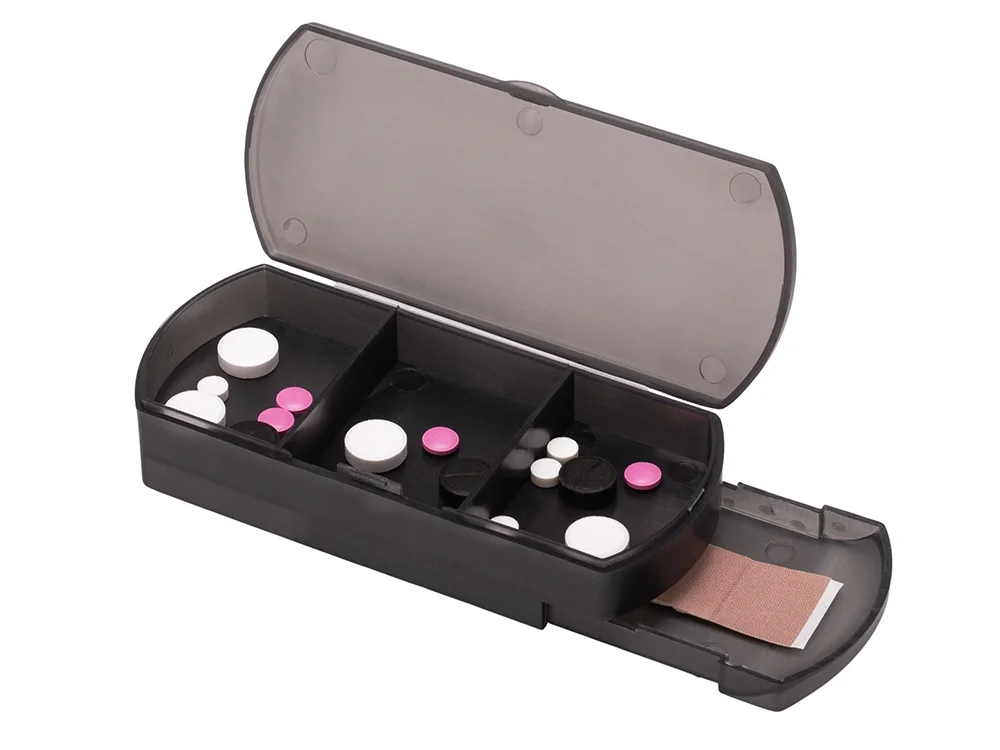 Таблетница с отделением для пластырей «Treat», темно-серый - фото 2