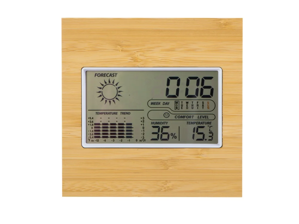 Бамбуковая метеостанция с часами «Moscow Heat» - фото 2