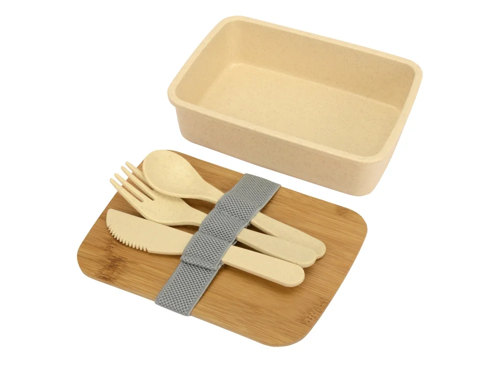 Ланч-бокс «Lunch» из пшеничного волокна с бамбуковой крышкой, бежевый, 500 мл - фото 2