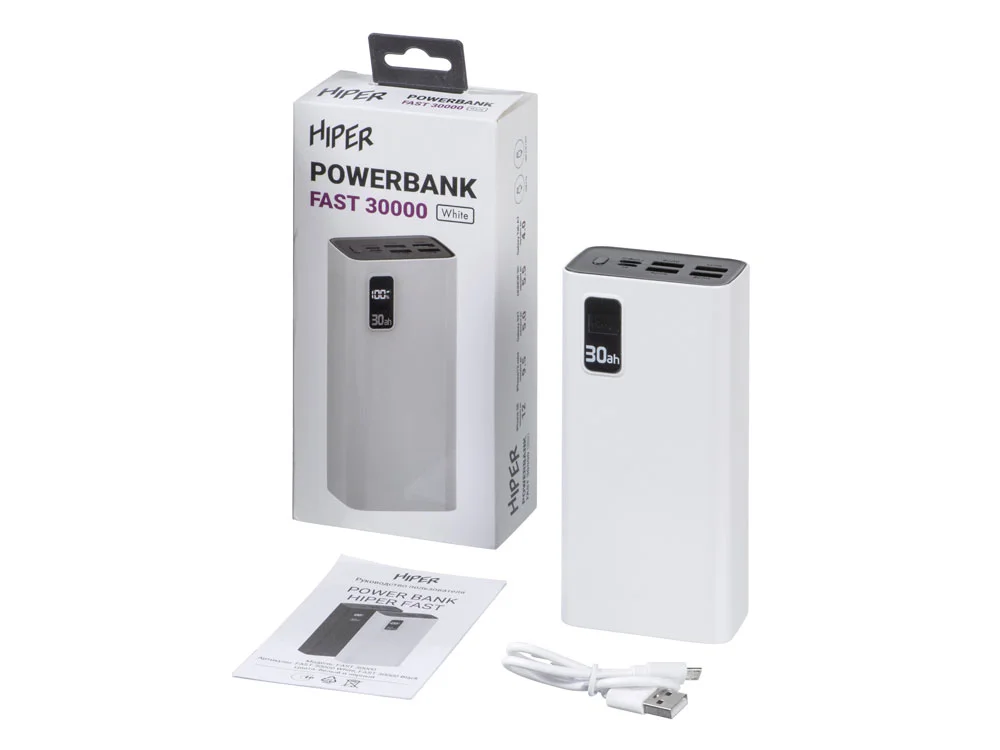 Портативный внешний аккумулятор FAST 30000 mAh белый - фото 8
