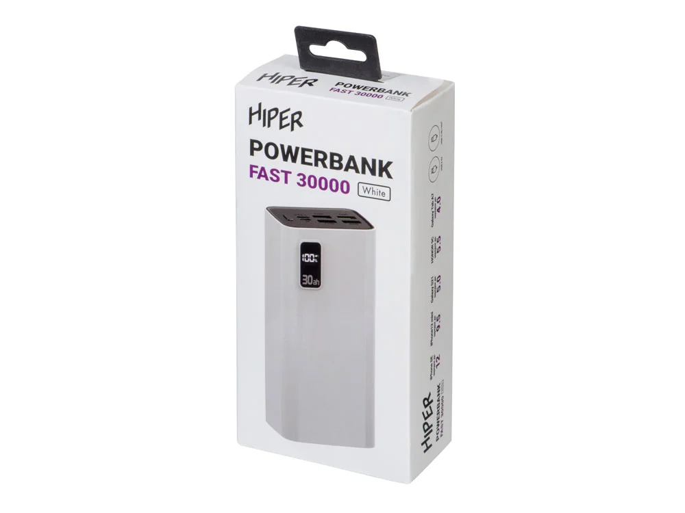 Портативный внешний аккумулятор FAST 30000 mAh белый - фото 9
