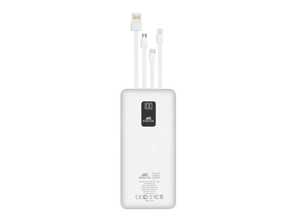 Внешний аккумулятор с дисплеем и встроенными кабелями VA2220 20000 mAh - фото 8