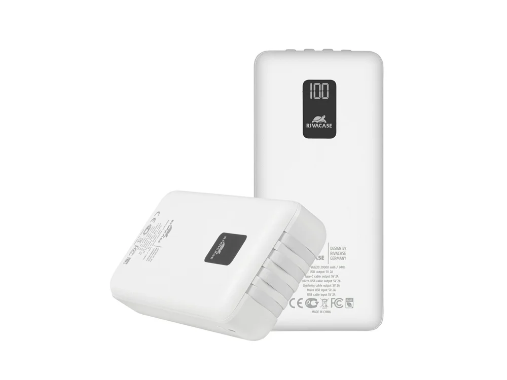 Внешний аккумулятор с дисплеем и встроенными кабелями VA2220 20000 mAh - фото 9
