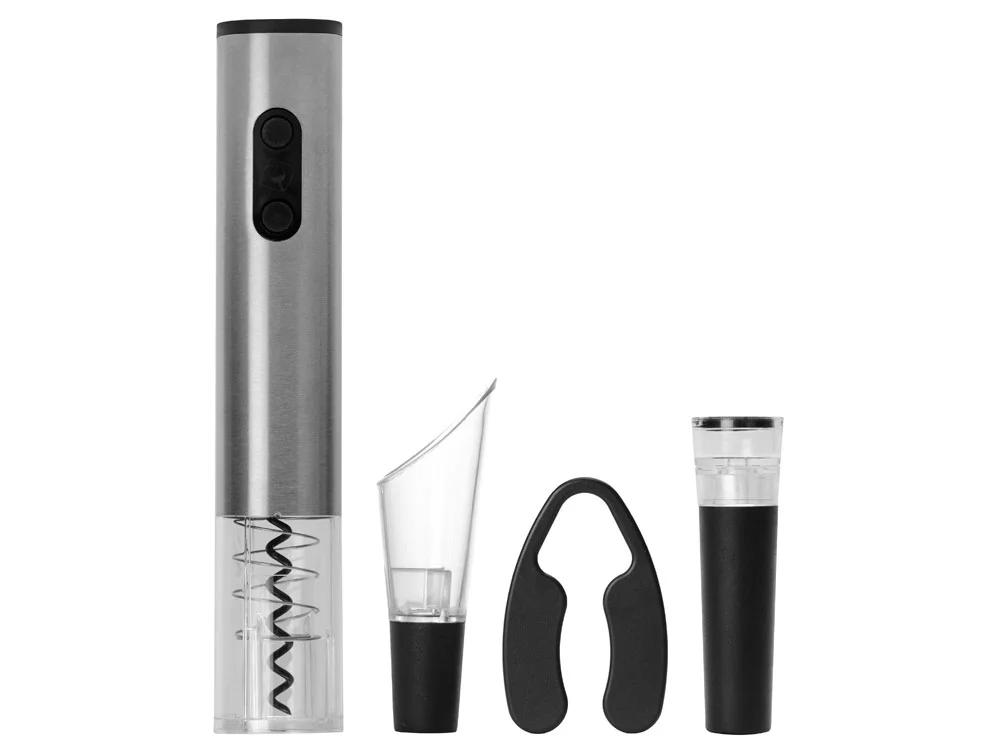 Набор аксессуаров для вина с электрическим штопором «Sicilia», черный, серебристый, прозрачный - фото 2