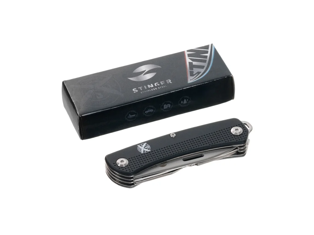 Нож перочинный 103 мм 10 функции черный - фото 9