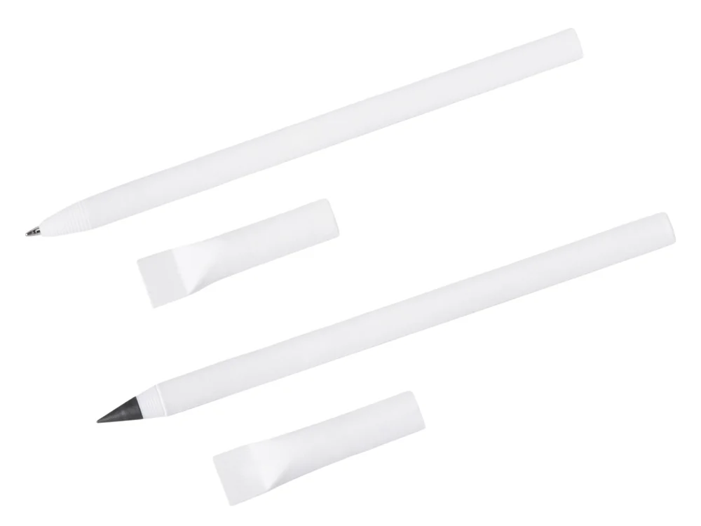 Подарочный набор Recycled Duo c шариковой ручкой и вечным карандашом из переработанной бумаги белый - фото 3