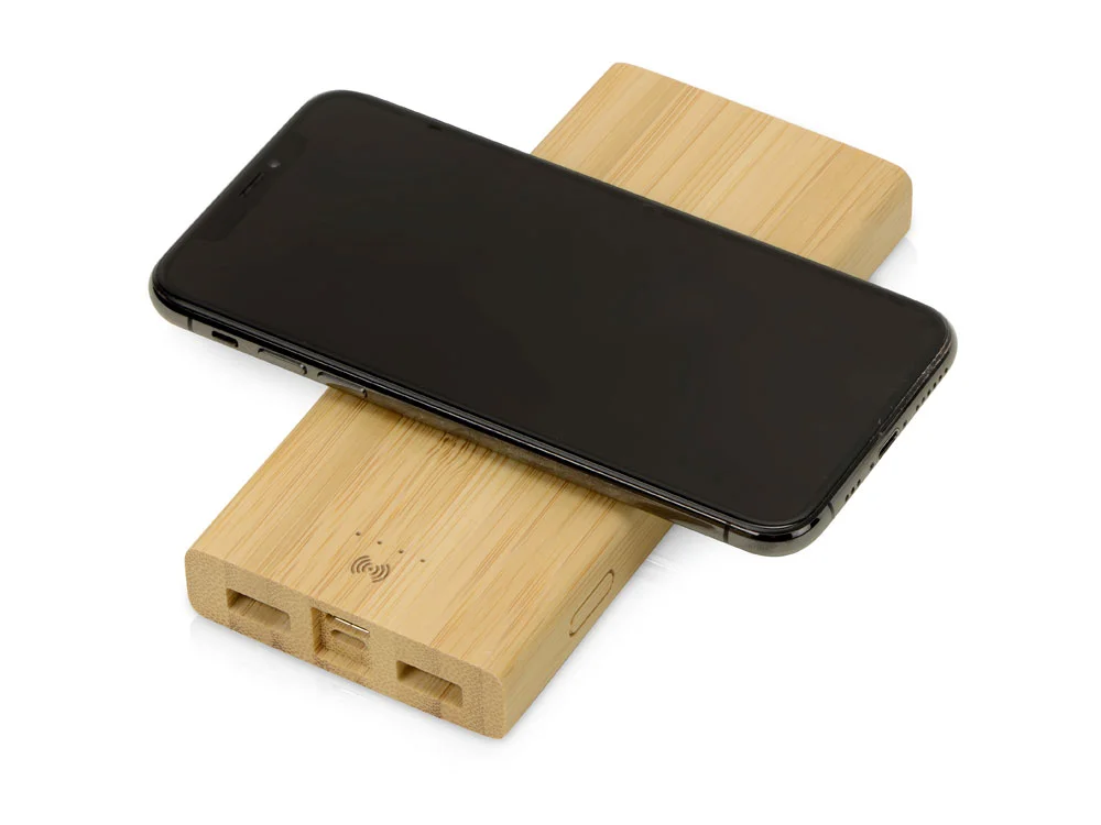 Внешний беспроводной аккумулятор из бамбука Bamboo Air 10000 mAh натуральный - фото 3