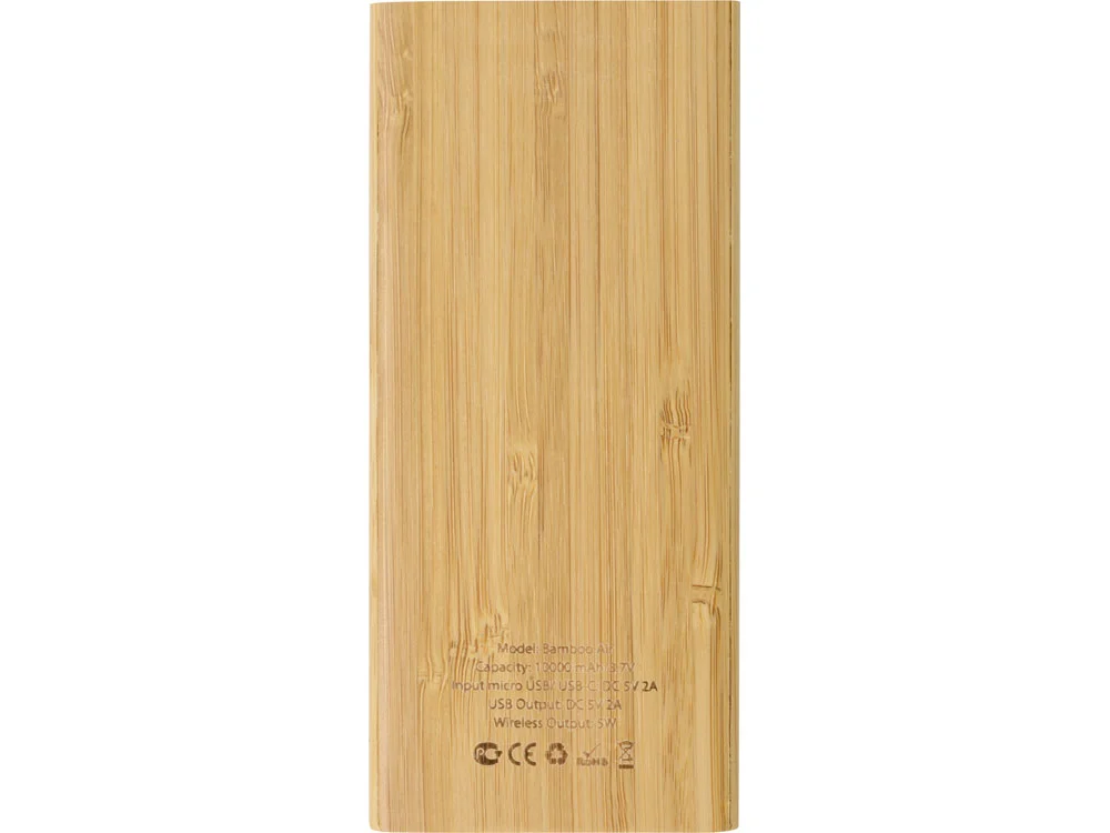Внешний беспроводной аккумулятор из бамбука Bamboo Air 10000 mAh натуральный - фото 5