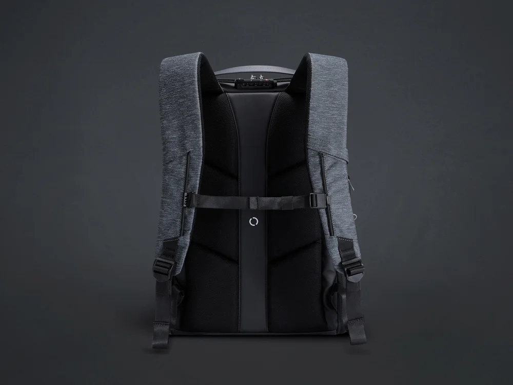 Водостойкий антикражный рюкзак FlexPackPro для ноутбука 15.6 серый/черный - фото 4