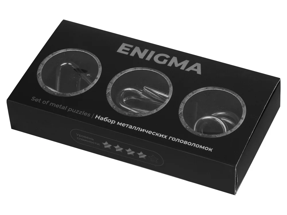 Набор из 3 металлических головоломок в мешочках Enigma серебристый - фото 6