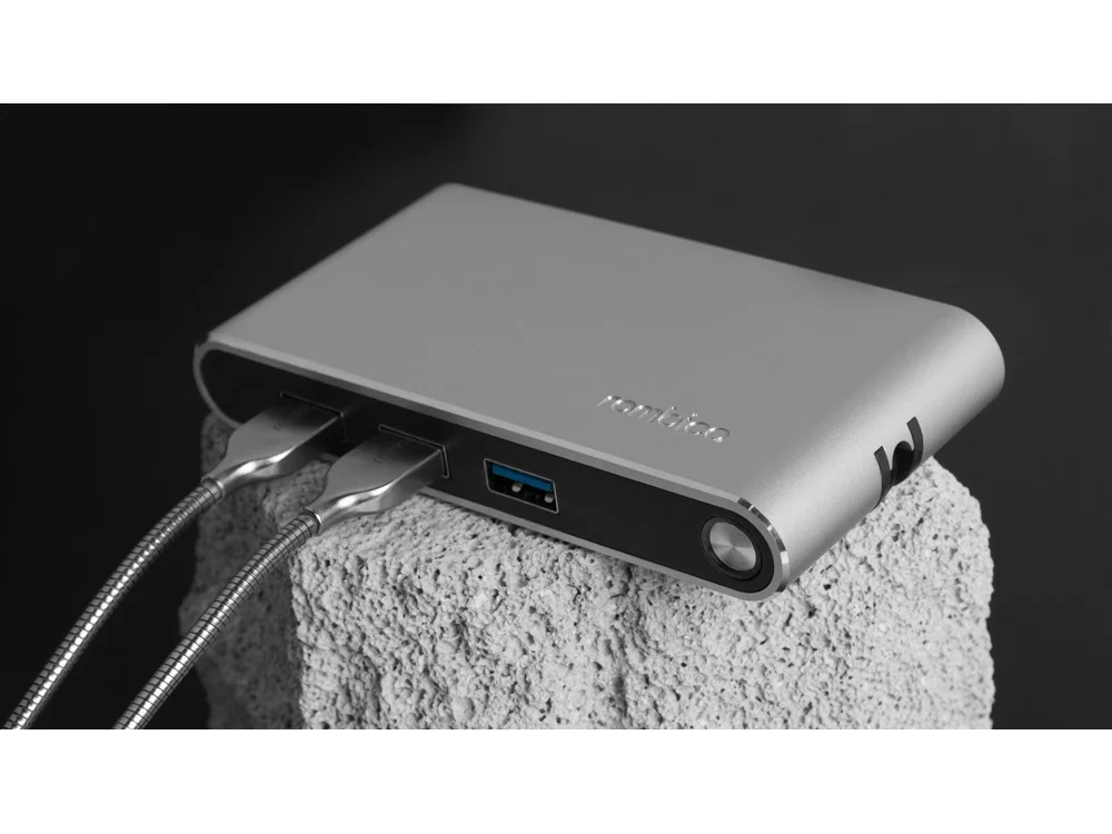 Хаб 8-в-1 Type-C Hermes USB 3.0 x 3 Type-C PD HDMI LAN картридер черный - фото 6