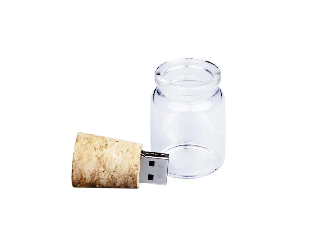 USB 2.0-флешка на 512 Мбайт в виде пробки в бутылочке натуральный прозрачный 512Mb - фото 2