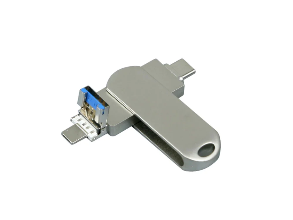 USB 3.0-флешка на 64 Гб для айфона 3 в 1 серебристый 64Gb - фото 2