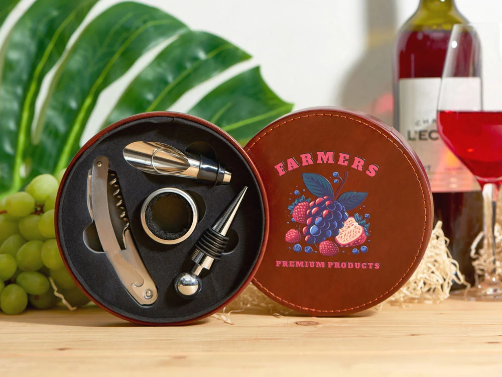 Набор аксессуаров для вина Fabrizio с рельефной УФ-печатью коричневый/серебристый - фото 2