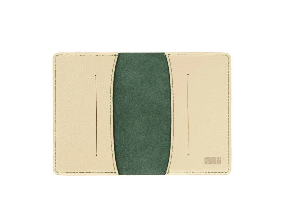 Обложка для паспорта Valerie Concept зеленый/бежевый - фото 2