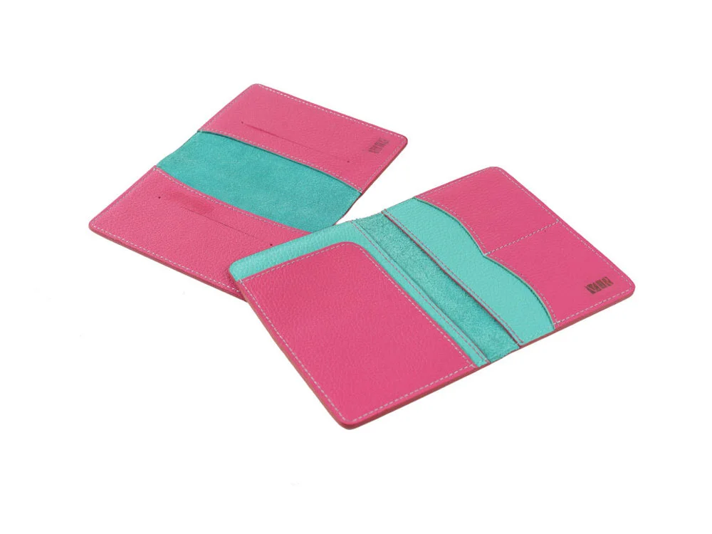 Обложка для паспорта Valerie Concept бирюзовый/фуксия - фото 6