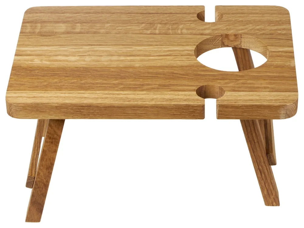 Складной столик из дуба Snack&Wine натуральный коричневый - фото 2