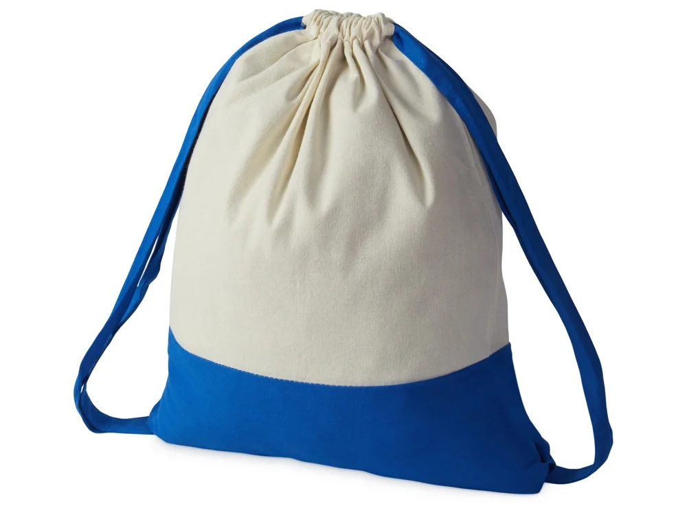 Рюкзак-мешок Cotton из хлопка 170 г/м2 натуральный/синий - фото 1