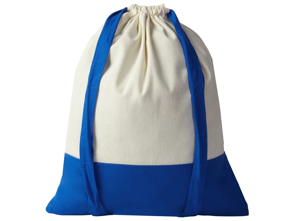 Рюкзак-мешок Cotton из хлопка 170 г/м2 натуральный/синий - фото 2