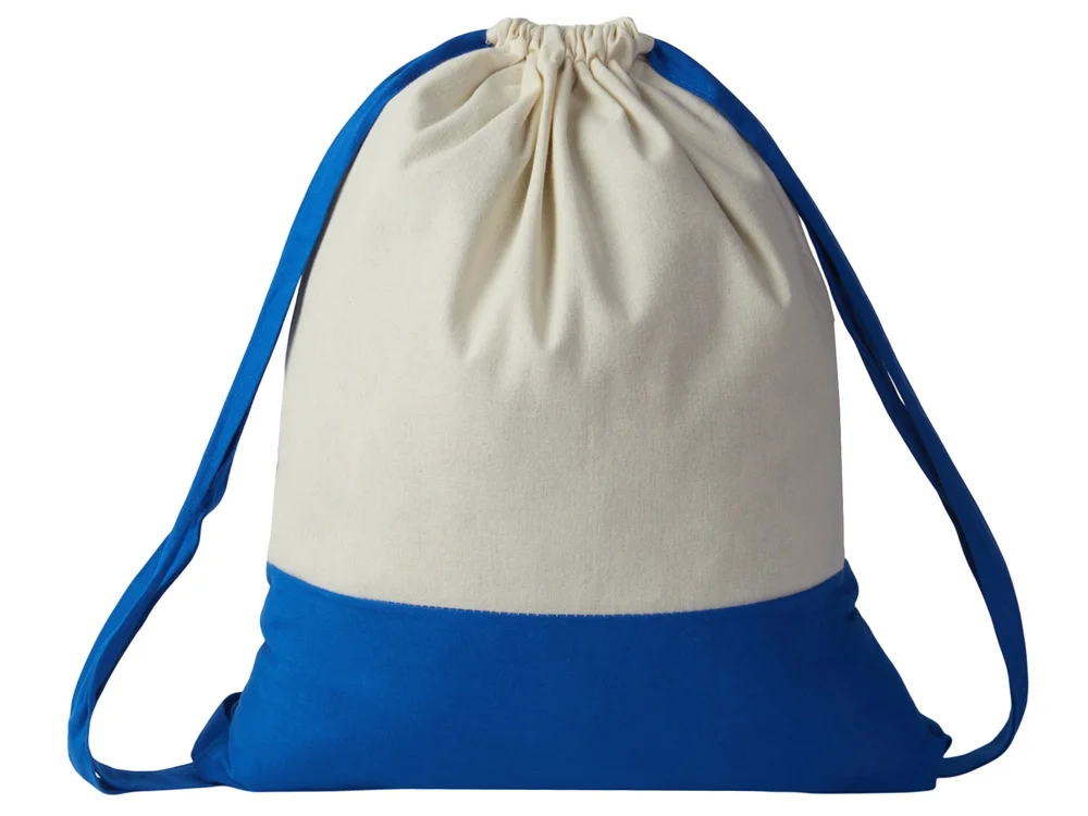 Рюкзак-мешок Cotton из хлопка 170 г/м2 натуральный/синий - фото 3
