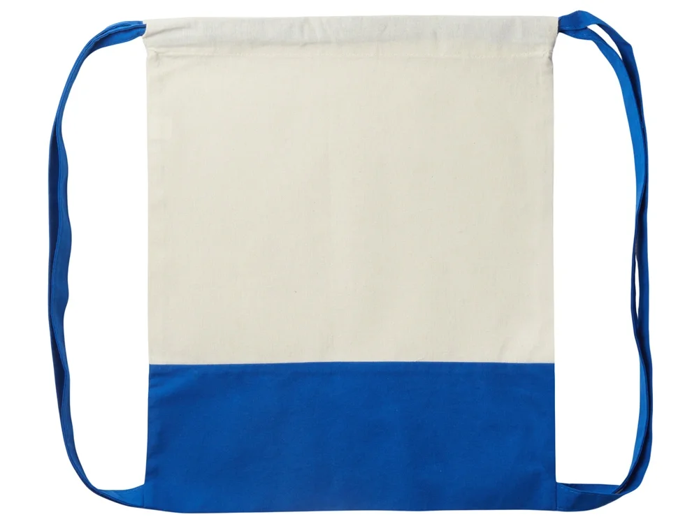 Рюкзак-мешок Cotton из хлопка 170 г/м2 натуральный/синий - фото 4