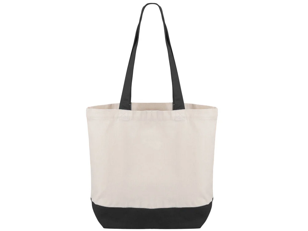 Сумка для шоппинга Cotton из переработанного хлопка 280 г/м2 натуральный/черный - фото 2